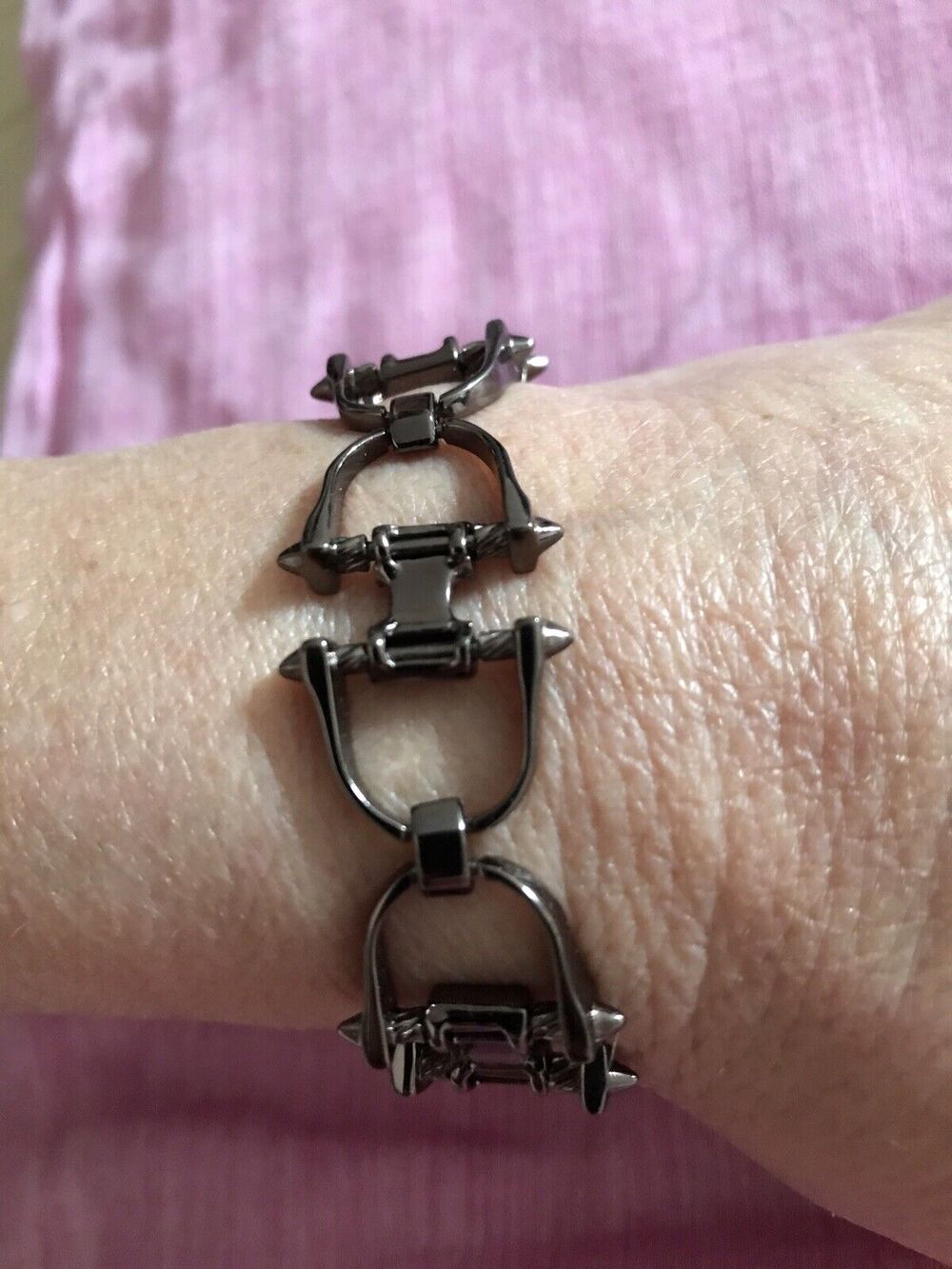 EDDIE BORGO MAN horseBit Link 925 Sterling Silver Bracelet NWT $500
